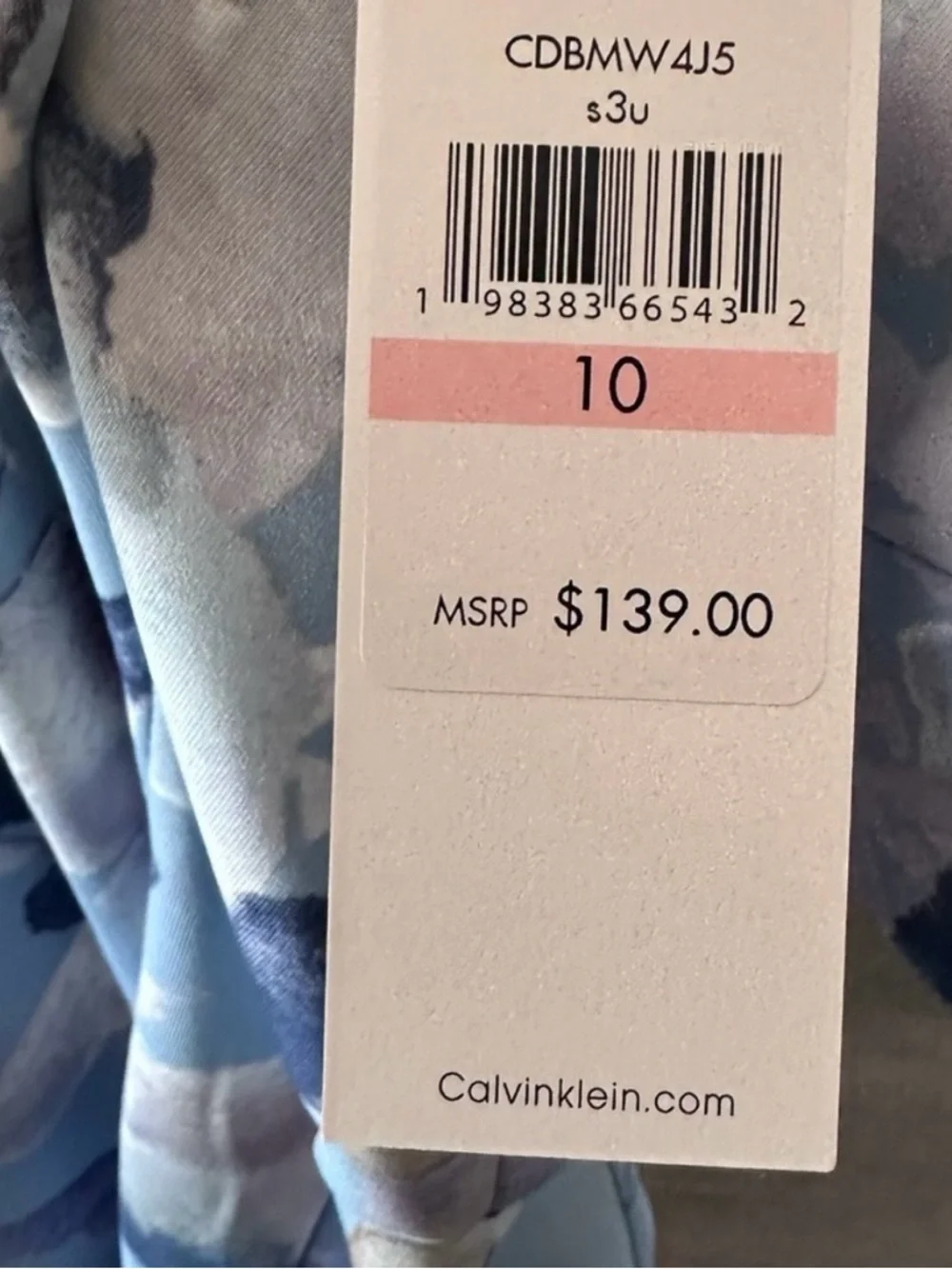 💙 NWT! Blue & White CALVIN KLEIN Floral V-Neck Sleeveless Sheath Dress - Size 10 - Picture 9 of 11